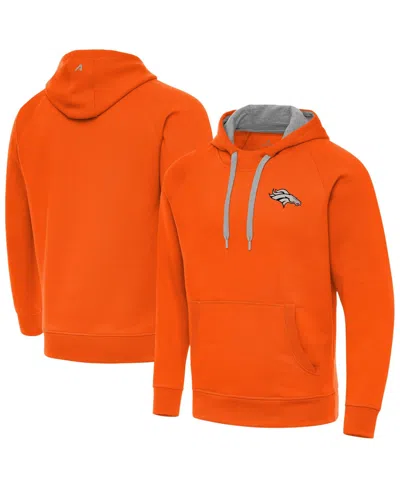 Antigua Men's Orange Denver Broncos Brushed Carbon Victory Pullover Hoodie