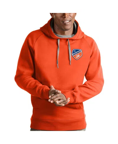 Antigua Men's Orange Fc Cincinnati Logo Victory Pullover Hoodie
