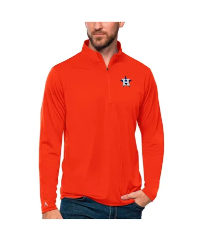 Antigua Men's Orange Houston Astros Tribute Quarter-zip Pullover Top