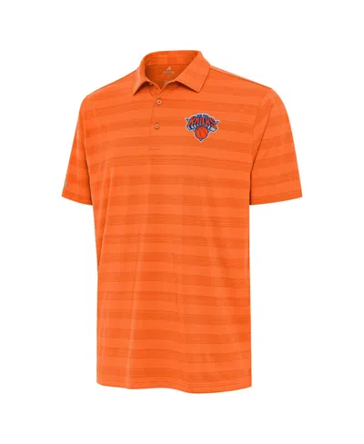 Antigua Men's Orange New York Knicks Tunnel Polo Shirt In Multi