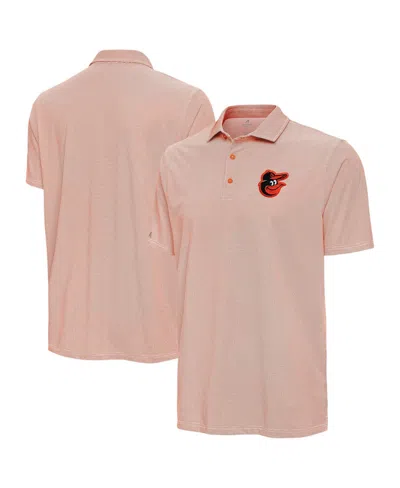 Antigua Men's Orange/white Baltimore Orioles Pave Polo Shirt In Pink