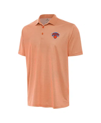 Antigua Men's Orange/white New York Knicks Rings Polo Shirt