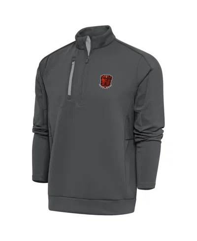 Antigua Men's Pewter Cleveland Browns Generation Quarter-zip Pullover Sweatshirt In Blue