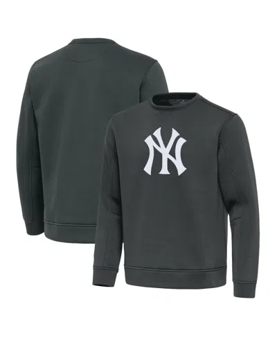 Antigua Men's Pewter New York Yankees Relevant Lightweight Pullover Sweatshirt In Gray