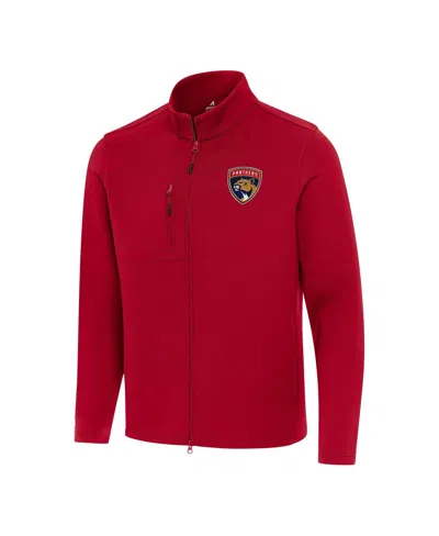 Antigua Men's Red Florida Panthers Objection Double-peached Full-zip Jacket