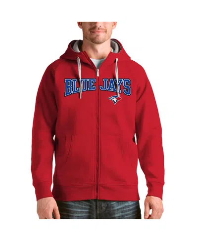 Antigua Men's Red Toronto Blue Jays Team Logo Victory Full-zip Hoodie