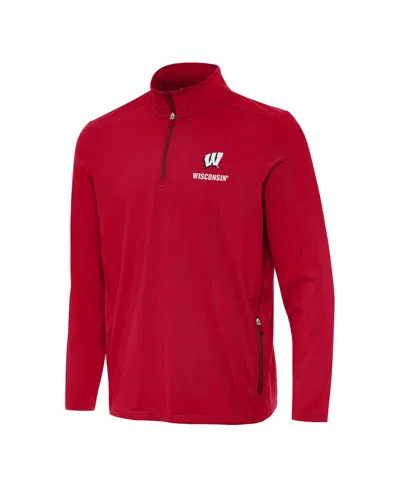 Antigua Men's Red Wisconsin Badgers Perilous Quarter-zip Sweatshirt