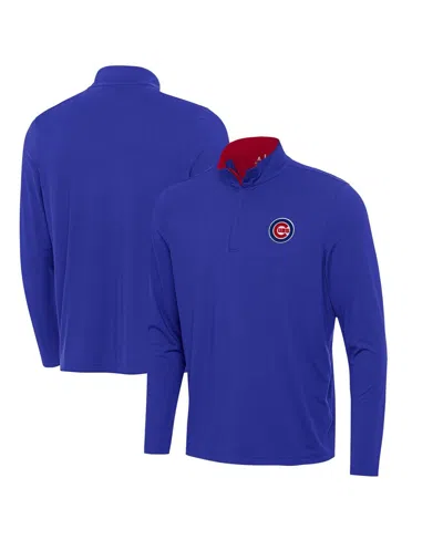 Antigua Men's Royal Chicago Cubs Content Quarter-zip Sweatshirt In Blue
