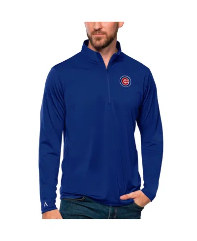 Antigua Men's Royal Chicago Cubs Tribute Quarter-zip Pullover Top
