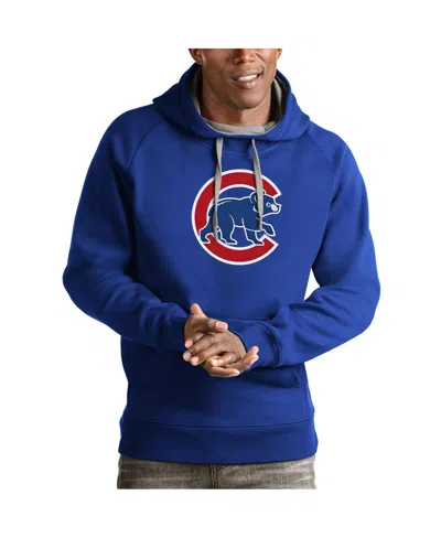 Antigua Men's Royal Chicago Cubs Victory Pullover Team Logo Hoodie In Blue