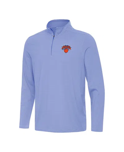 Antigua Men's Royal New York Knicks Twine Quarter-zip Sweatshirt In Blue