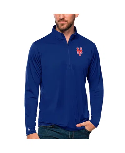 Antigua Men's Royal New York Mets Tribute Quarter-zip Pullover Top