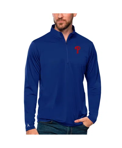 Antigua Men's Royal Philadelphia Phillies Tribute Quarter-zip Pullover Top