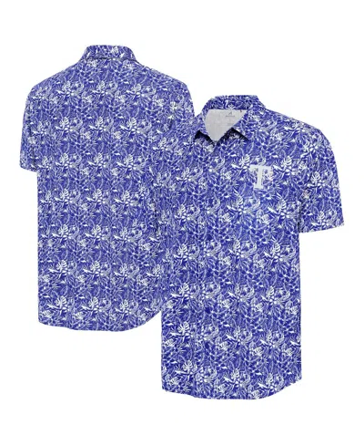 Antigua Royal Texas Rangers Resort Button-up Shirt In Blue