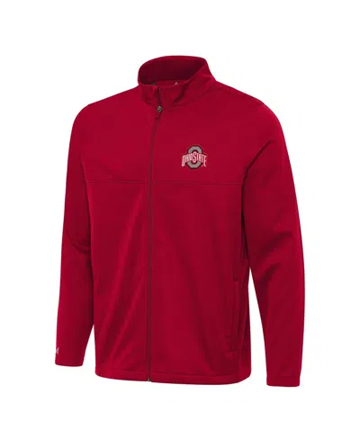 Antigua Men's Scarlet Ohio State Buckeyes Links 2 Full-zip Golf Jacket In Red