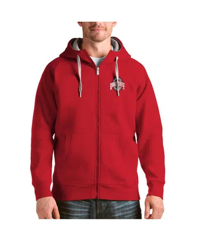 Antigua Men's Scarlet Ohio State Buckeyes Victory Full-zip Jacket In Red