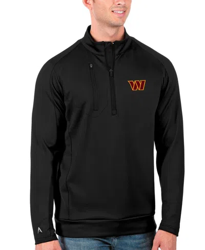 Antigua Men's Washington Commanders Generation Mock-neck Quarter-zip Pullover In Black