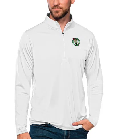 Antigua Men's White Boston Celtics Tribute Quarter-zip Pullover Sweatshirt