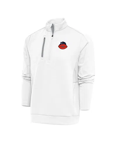 Antigua Men's White Chicago Bears Team Logo Throwback Generation Quarter-zip Pullover Hoodie In Multi
