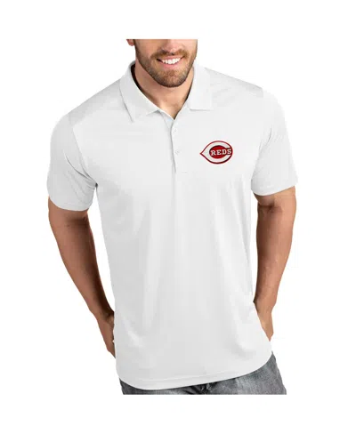 Antigua Men's White Cincinnati Reds Tribute Polo