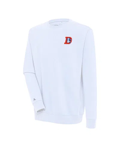 Antigua Men's White Denver Broncos Throwback Logo Victory Pullover Sweatshirt
