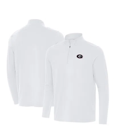 Antigua Men's White Georgia Bulldogs Intent Quarter-zip Sweatshirt