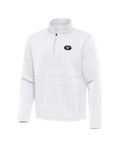 Antigua Men's White Georgia Bulldogs Twist Quarter-zip Pullover Jacket