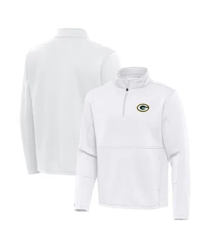 Antigua Men's White Green Bay Packers Twist Quarter-zip Pullover Sweatshirt