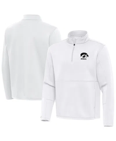 Antigua Men's White Iowa Hawkeyes Twist Quarter-zip Jacket