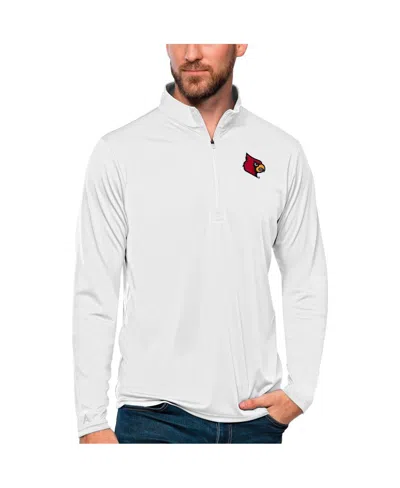 Antigua Men's White Louisville Cardinals Tribute Quarter-zip Top