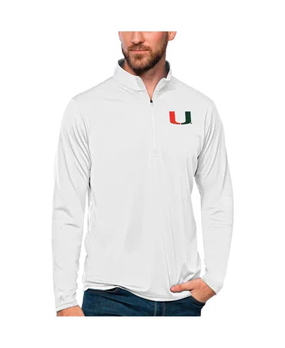 Antigua Men's White Miami Hurricanes Tribute Quarter-zip Top