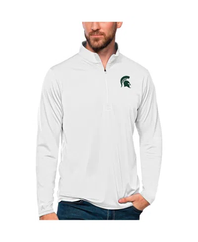 Antigua Men's White Michigan State Spartans Tribute Quarter-zip Top