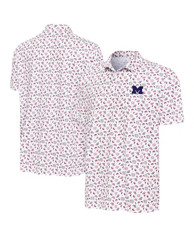 Antigua Men's White Michigan Wolverines Independence Day Polo Shirt