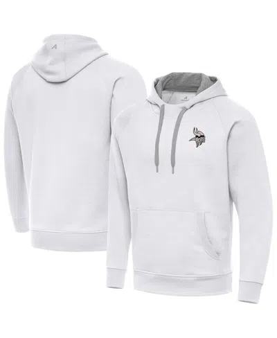 Antigua White Minnesota Vikings Brushed Carbon Victory Pullover Hoodie