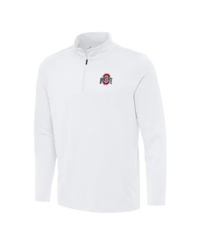 Antigua Men's White Ohio State Buckeyes Reprocess Quarter-zip Hoodie