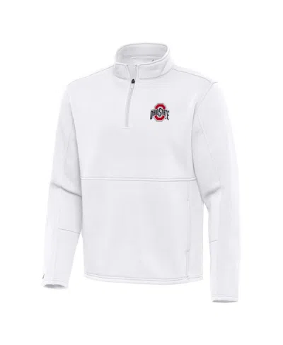Antigua Men's White Ohio State Buckeyes Twist Quarter-zip Pullover Jacket
