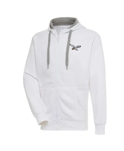 Antigua Men's White Philadelphia Eagles Throwback Logo Victory Full-zip Hoodie