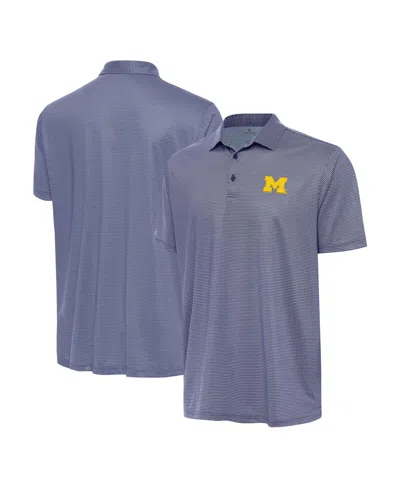Antigua White/navy Michigan Wolverines Rings Polo In Gray