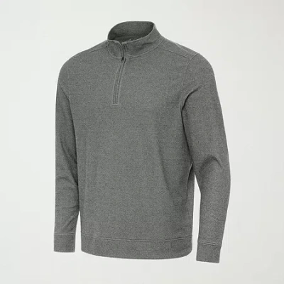 Antigua Mens Long Sleeve Active Quarter-zip Pullover In Gray