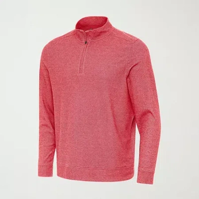 Antigua Mens Long Sleeve Active Quarter-zip Pullover In Red