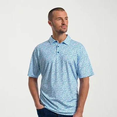Antigua Mens Regular Fit Short Sleeve Polo Shirt In Blue