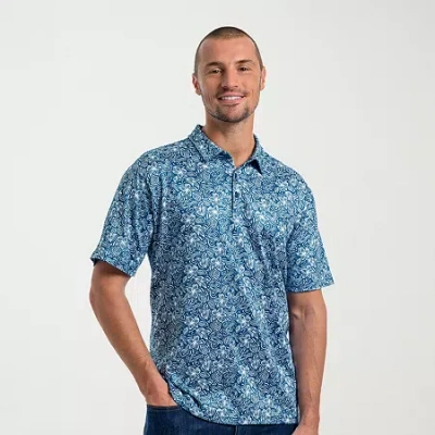 Antigua Mens Regular Fit Short Sleeve Polo Shirt In Blue