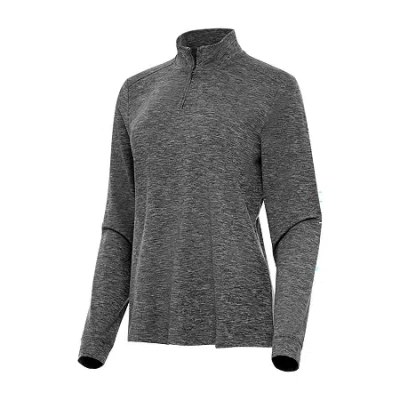 Antigua Mentor Womens Golf Mock Neck Long Sleeve Active Quarter-zip Pullover In Gray