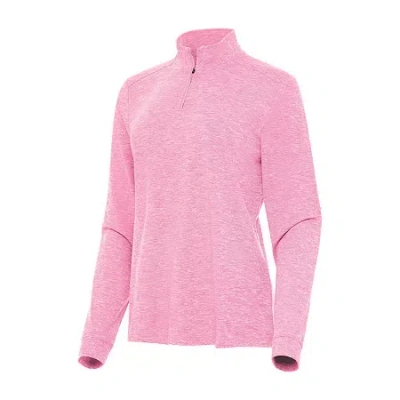 Antigua Mentor Womens Golf Mock Neck Long Sleeve Active Quarter-zip Pullover In Pink