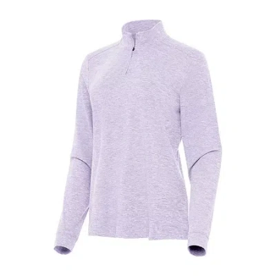 Antigua Mentor Womens Golf Mock Neck Long Sleeve Active Quarter-zip Pullover In Purple