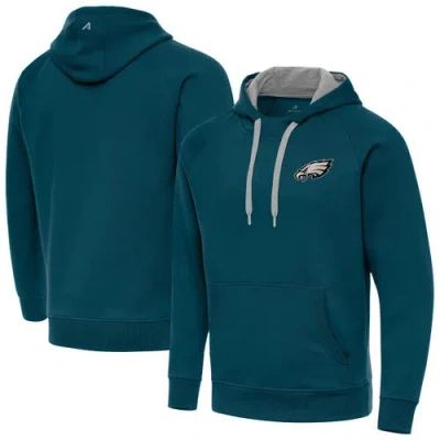 Antigua Midnight Green Philadelphia Eagles Victory Pullover Hoodie In Blue