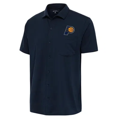 Antigua Navy Indiana Pacers Points Button-up Polo In Blue