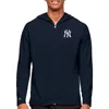 Antigua Men's Navy New York Yankees Tribute Quarter-zip Pullover Top In Navy