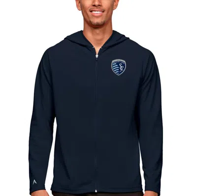 Antigua Navy Sporting Kansas City Primary Team Logo Legacy Full-zip Hoodie In Blue