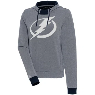 Antigua Navy Tampa Bay Lightning Axe Bunker Tri-blend Pullover Hoodie In Gray
